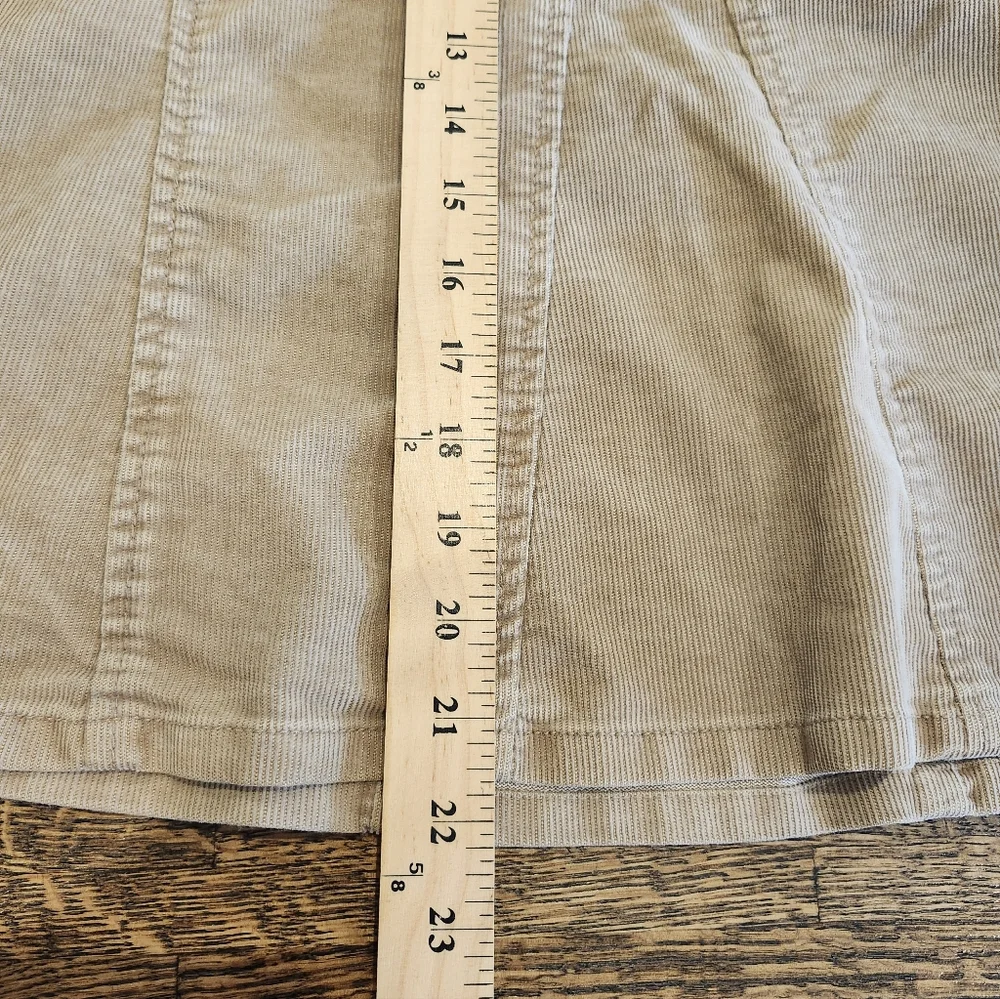 Gap Stretch Tan A-Line Flounce Paneled Corduroy Skirt Size 10 - Picture 3 of 6